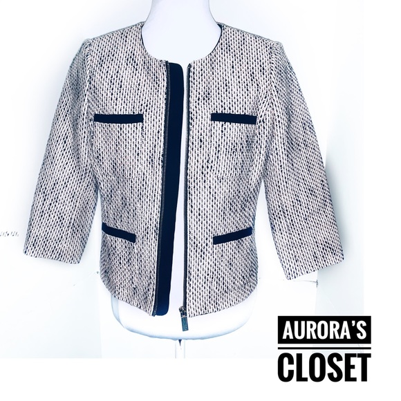 Vince Camuto 8P Pink Tweed Blazer 3/4 Sleeve - Picture 2 of 4